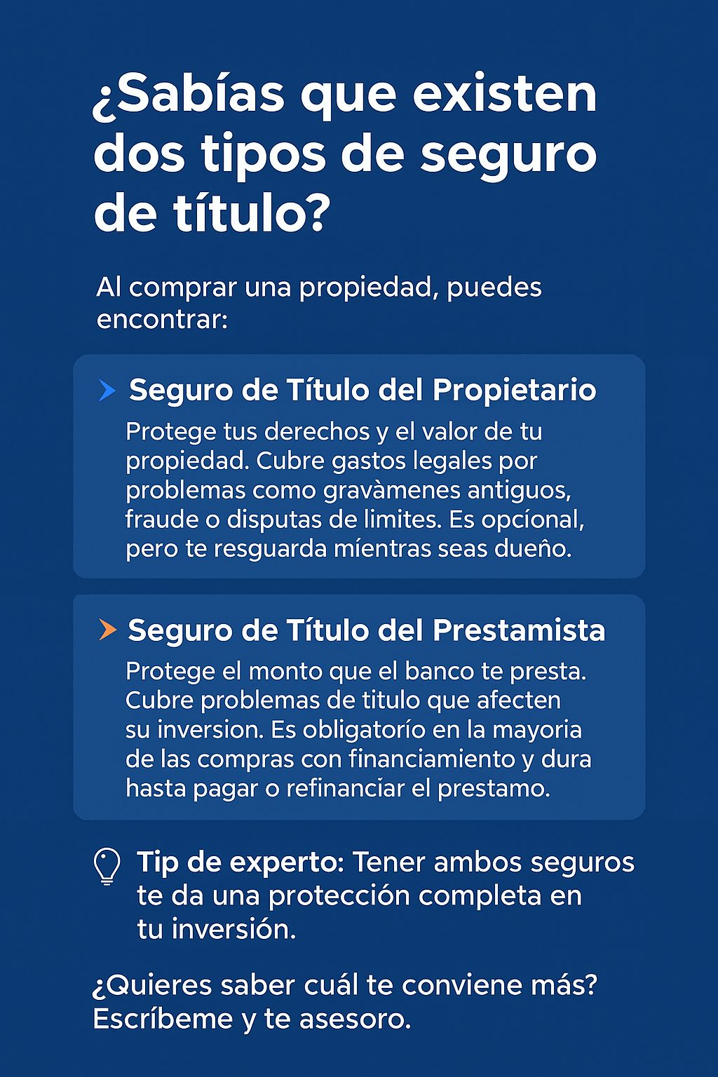 Aprende la diferencia entre el Seguro de Título del Propietario y el del Prestamista en Florida.